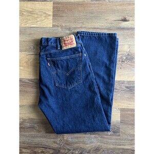Levi's 505 Jeans Mens 38x32 Regular Fit Straight Leg Dark Blue Denim